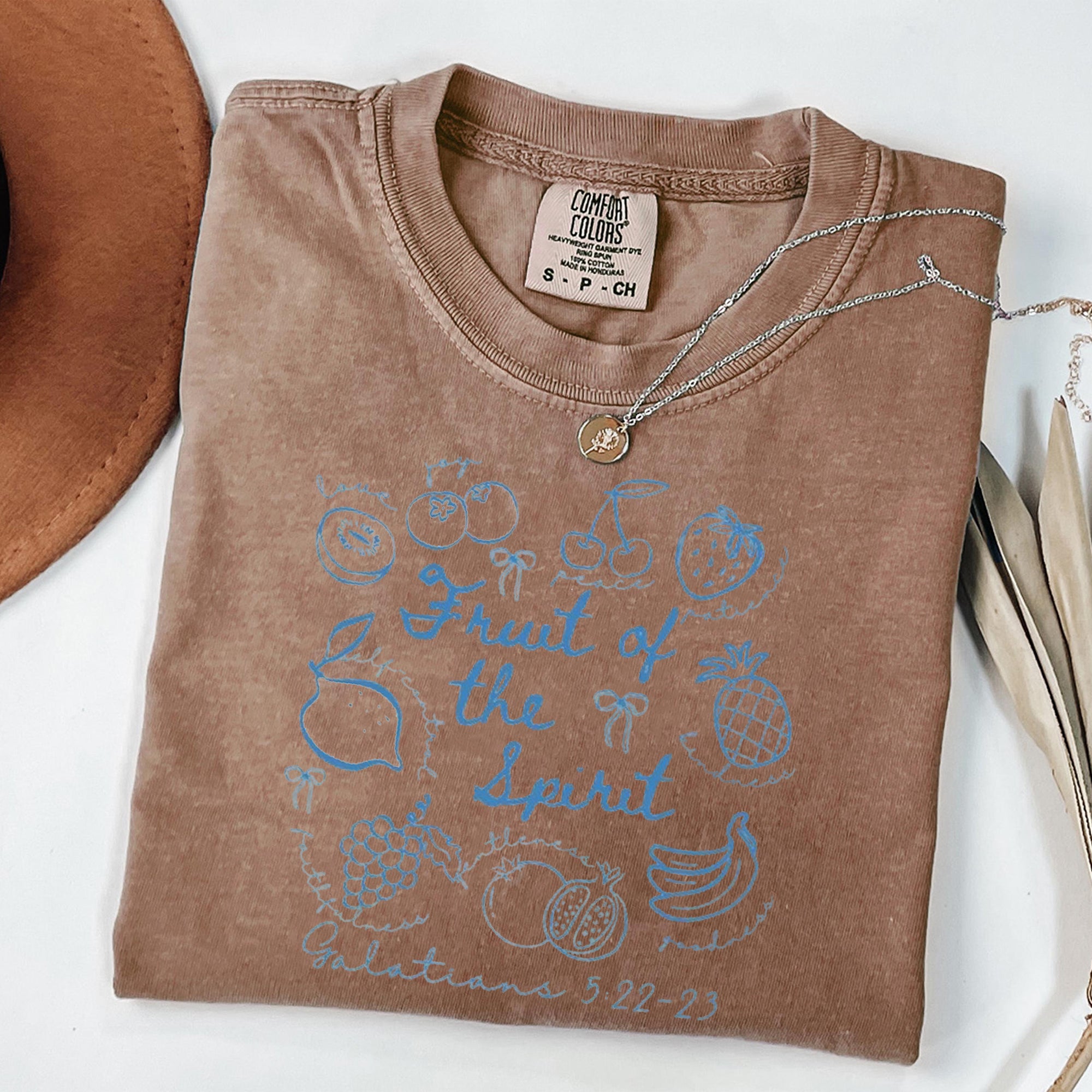 Fruit of the Spirit Christian Tshirt, Doodle Bible Verse Shirt, Preppy Oversized Beach Tee, Trendy Farmer's Market Jesus Faith Apparel